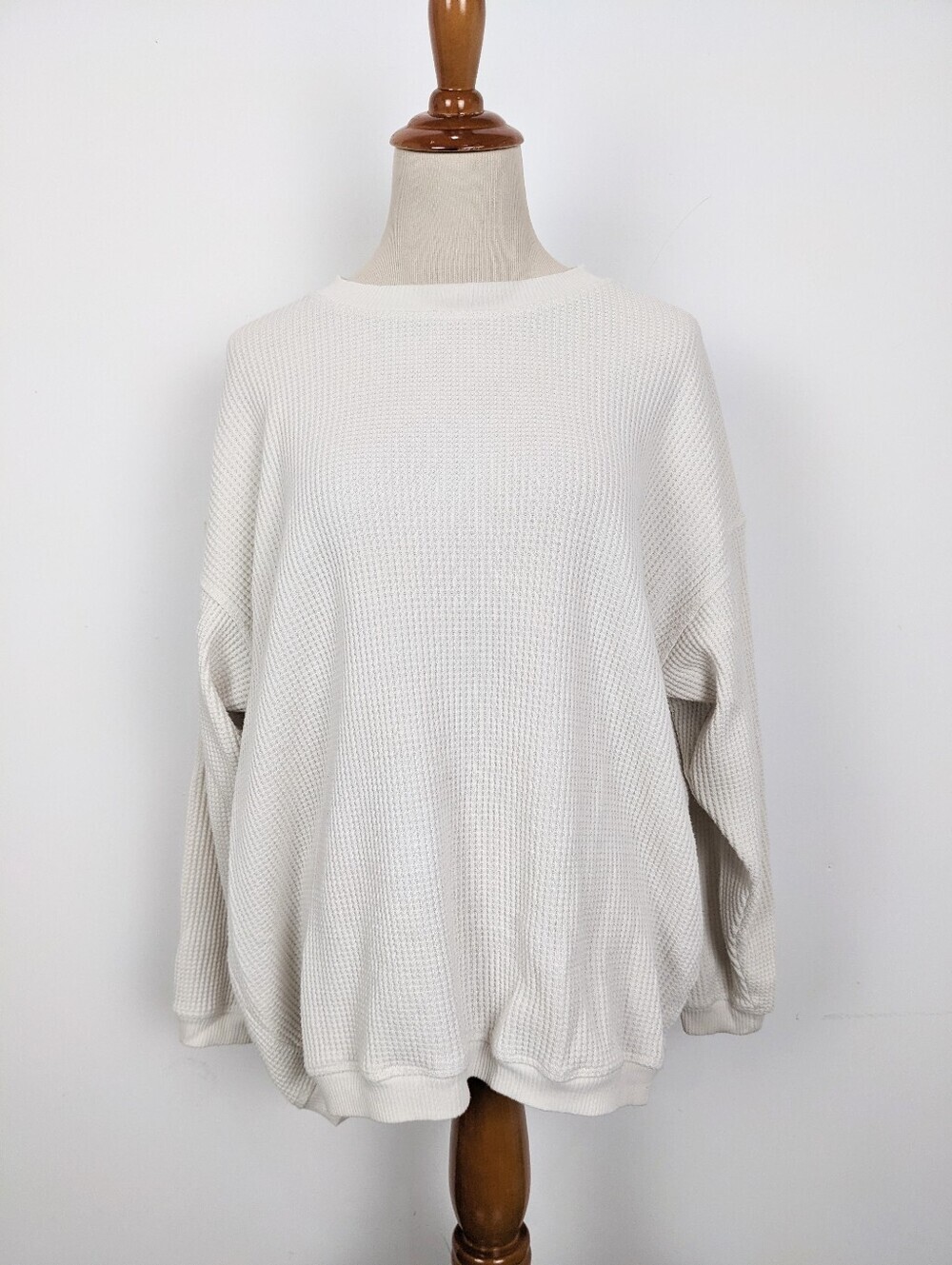 Aerie Women's Cream Waffle Knit Oversized Sweater Size XS